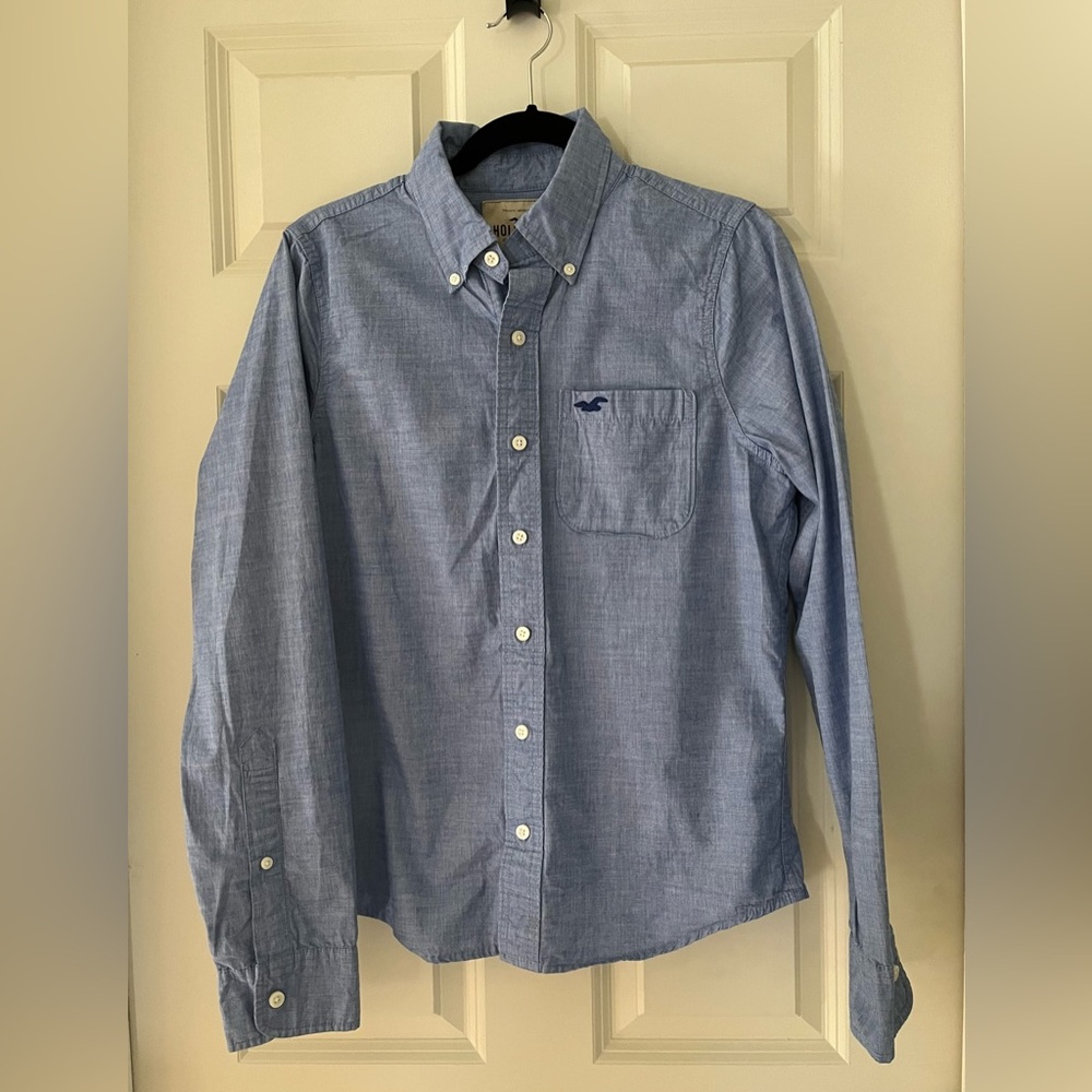Men’s Hollister blue button down shirt-size S 100% cotton Spring Summer